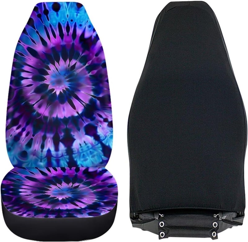Howilath Purple Swirl Tie Dye Car Seat Cover Set of 2 Seat Accessories Interior Decor Anti-Slip Front Protector Cushion Covers Fit SUV Sedan Truck - Image 4